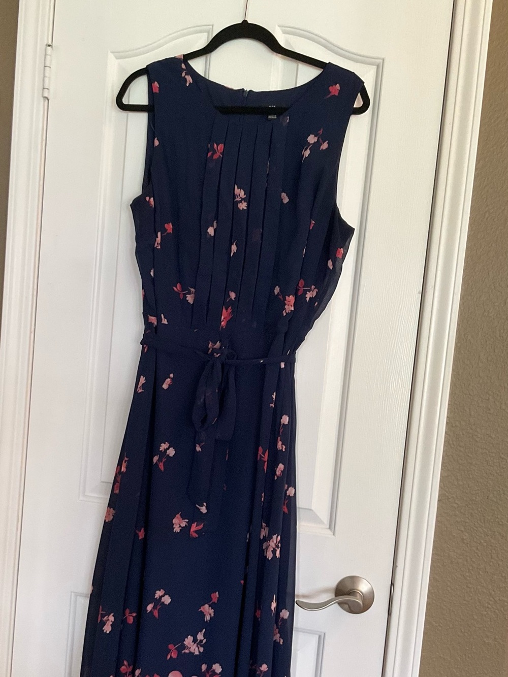 R&K Navy Maxi Dress with Pink Floral Hem